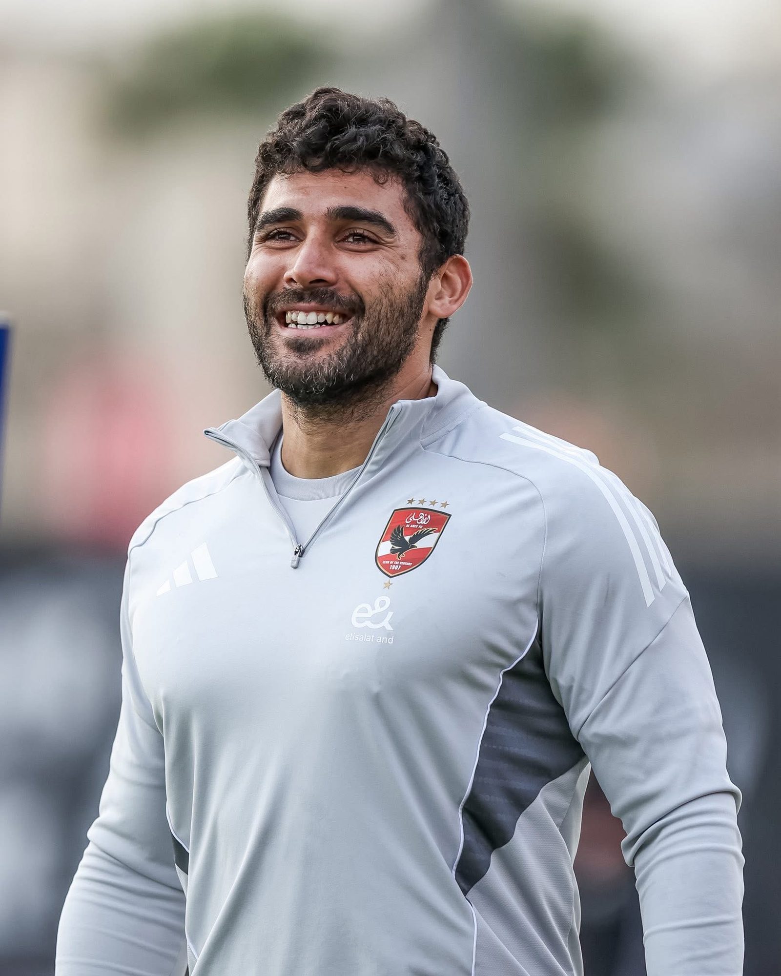 Mohamed El Shihy smiling at an Al Ahly training session